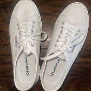Worn only once, white Superga sneakers. Like new condition